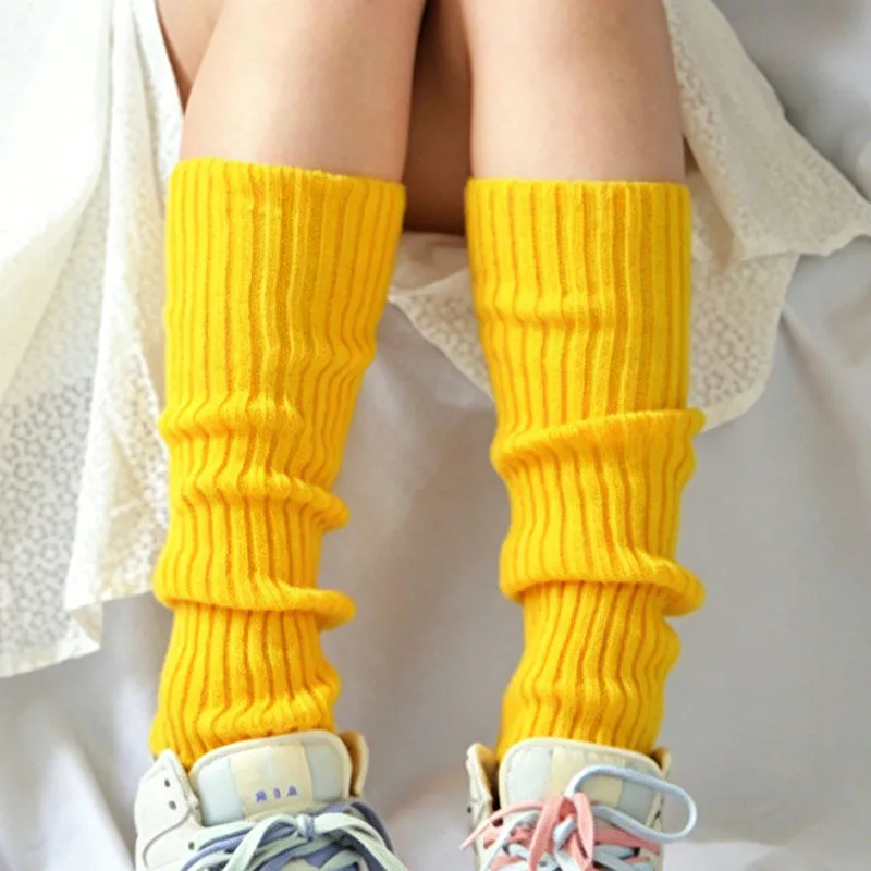 Japanese Lolita Style Leg Warmers Y2K Fashion Knitted Jk Heap Socks Boot Cuffs Cover Long Socks Autumn Winter Warm Knee Sleeves