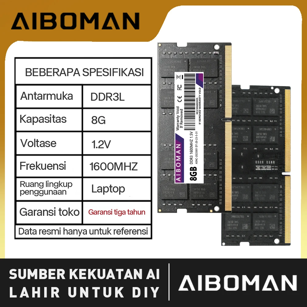 AIBOMAN DDR3L 8GB RAM LAPTOP SAMSUNG 1600MHz PC 12800 1.5v ORI RAM SODIMM DDR3L 8GB