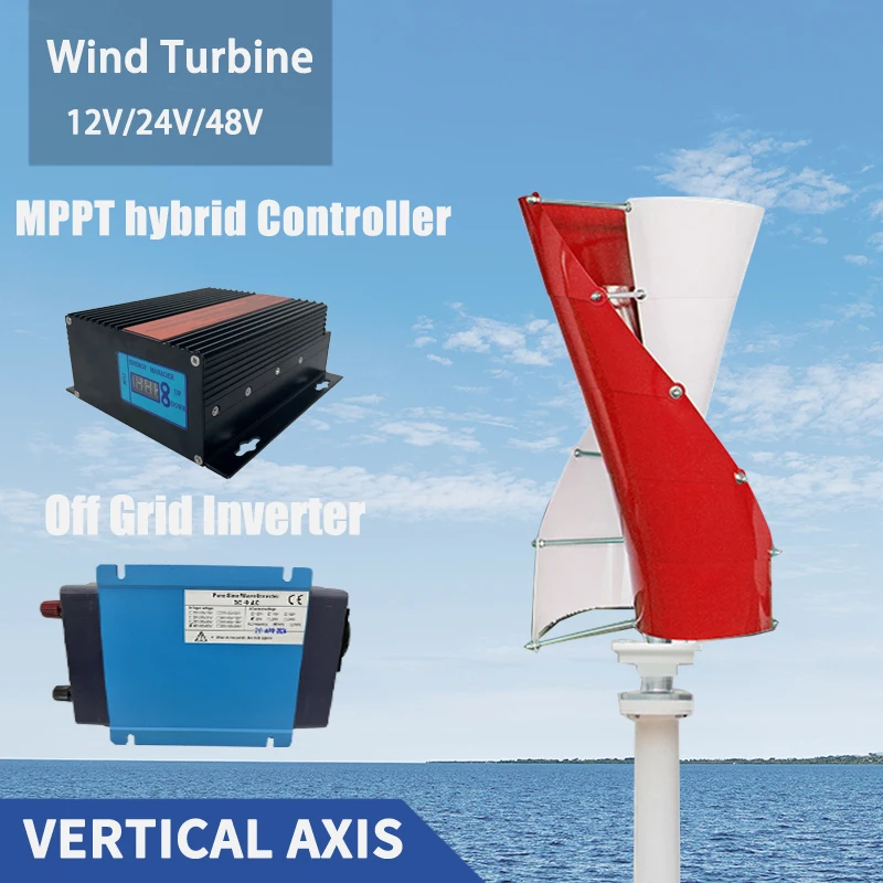 

12v 24v 48v Vertical Axis Wind Turbine Generator With MPPT Wind Controller for Home Use Low Start-up Windmill Speed