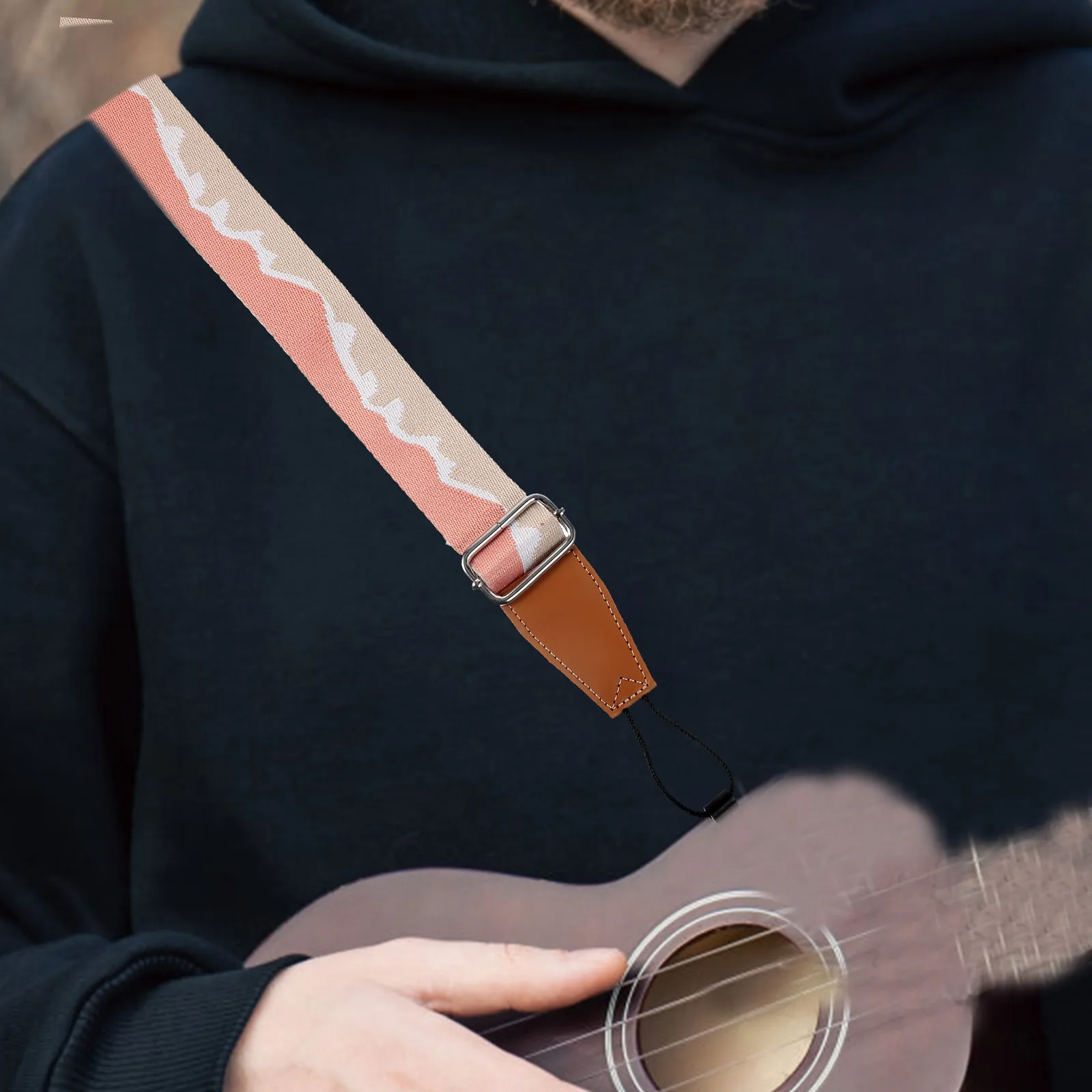 

Adjustable Ukulele Strap Performance Accessory Cotton Beige Instrument Replacement No-Drill Design Soft for Bass