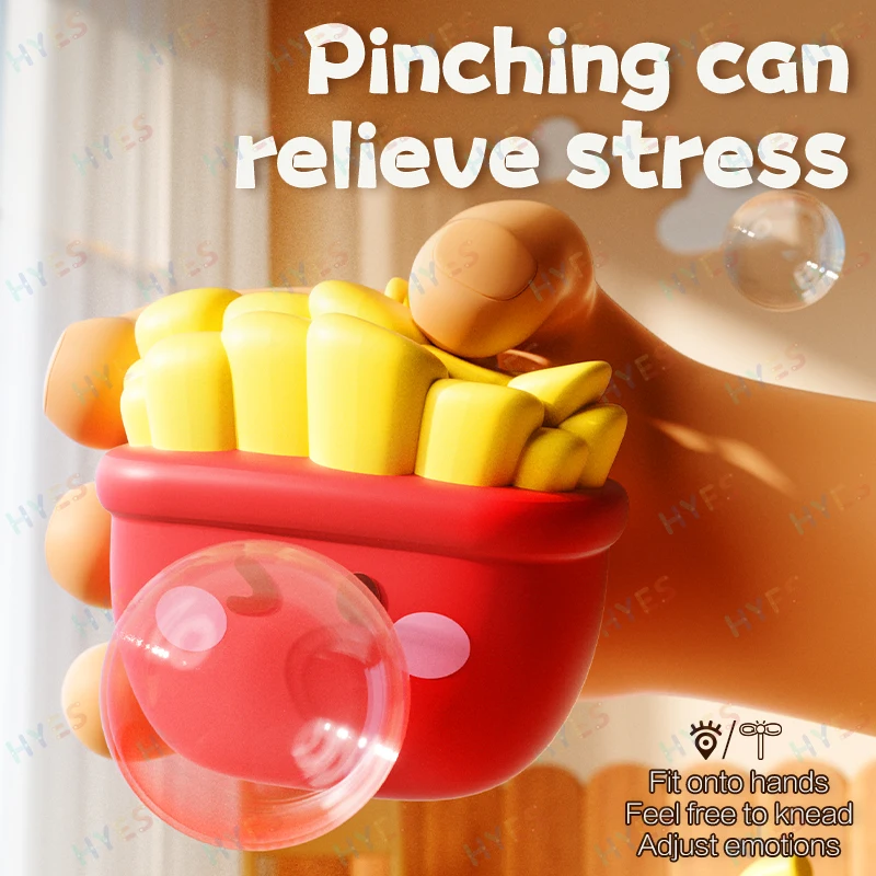 HYES Stress-relieving Toys Cartoon Food Pop Bubble Squeeze Toys Relieve Anxiety Spit  Bubbles Toy Gifts For Boy Girl Kids Adults