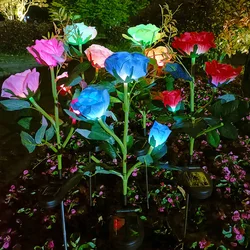 Solar Rose Blume Licht im Freien wasserdicht Garten Weg Hof Rasen Landschaft Lampe führte künstliche Blume Licht Haupt dekoration