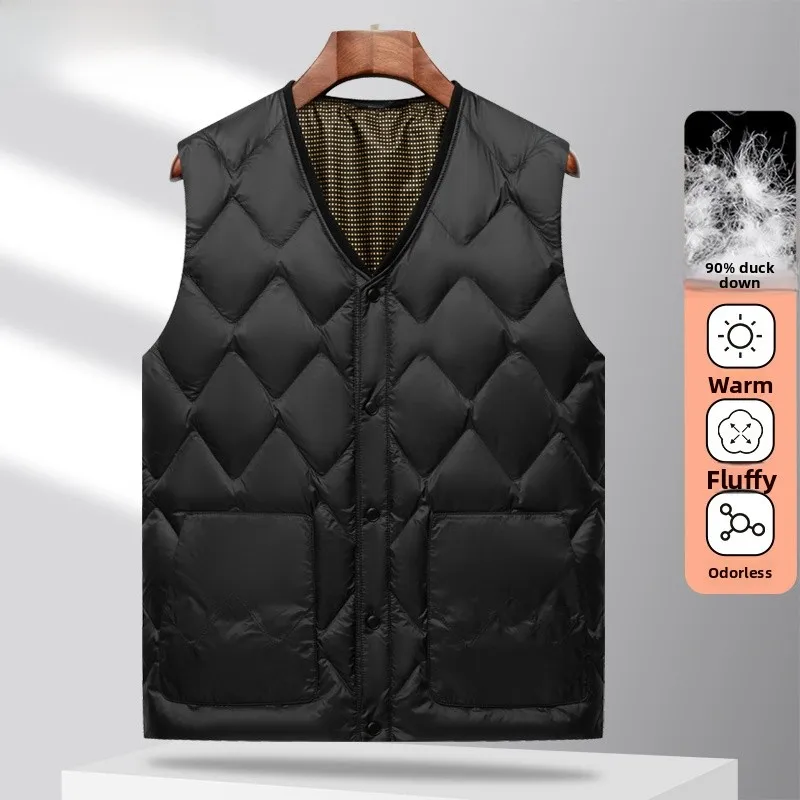 

Hengyuanxiang мужской пуховый жилет aphene, внутренняя одежда, облегающий теплый жилет для папы, осень-зима, Faion Busin, повседневный V-Ne