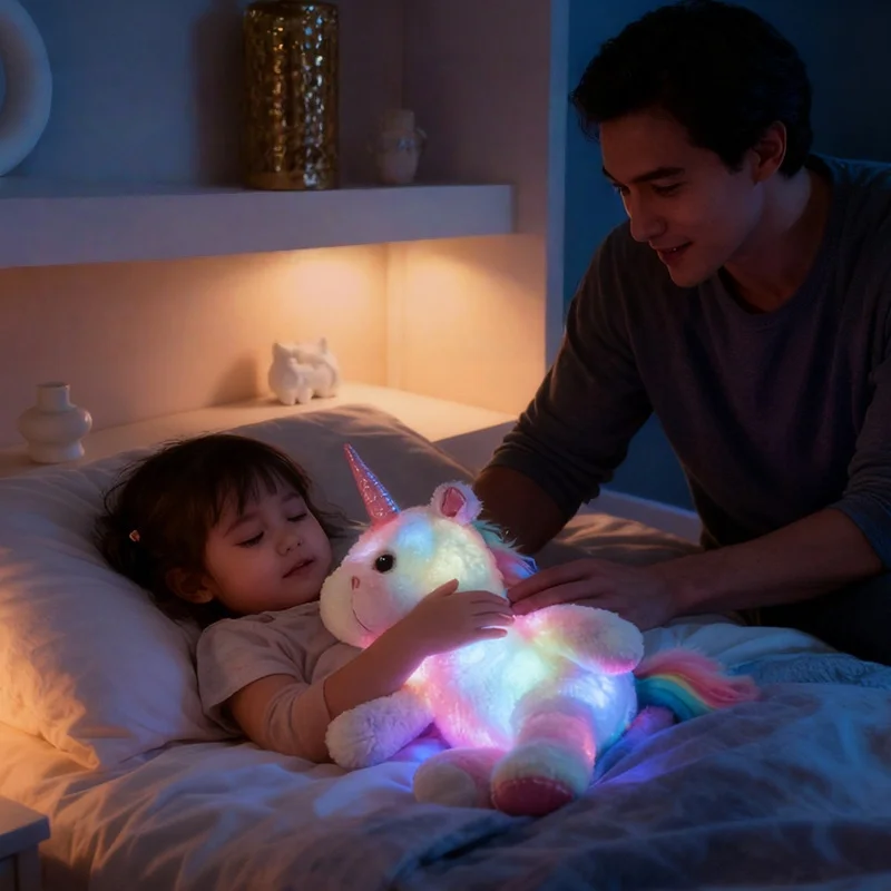 ตุ๊กตายูนิคอร์นเรืองแสง LED สีสันสดใส ของขวัญคริสต์มาส ของขวัญวันเกิดสำหรับเด็ก