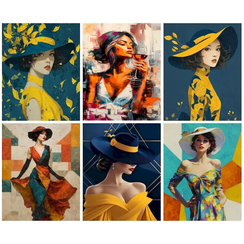 GATYZTORY Acrylic Paint By Numbers Women Picture On Numbers Arts and Crafts Figure Painting Numbers Kill Time Home Decoration
