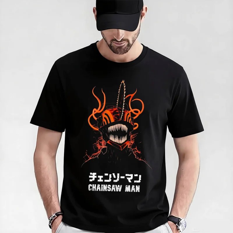 

Denji Chainsaw Man Anime Gift t shirt 0326 DEVIL HUNTER Graphic Tee 100% cotton print clothing Y2K clothes Large size Tops