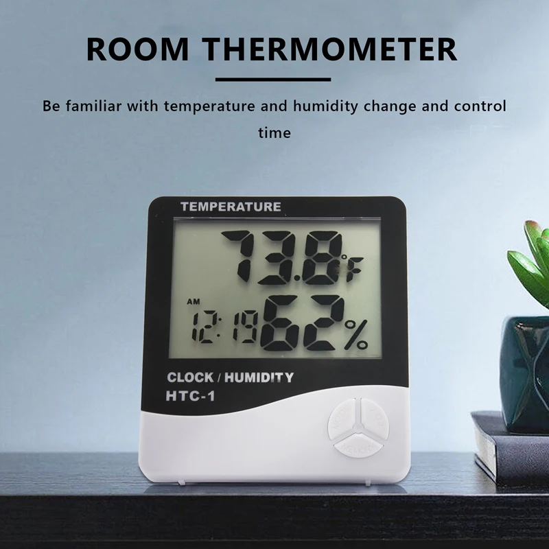 Digital LCD Indoor Outdoor Room Electronic Temperature Humidity Meter Thermometer Hygrometer Weather Station Alarm Clock-A68X view 3