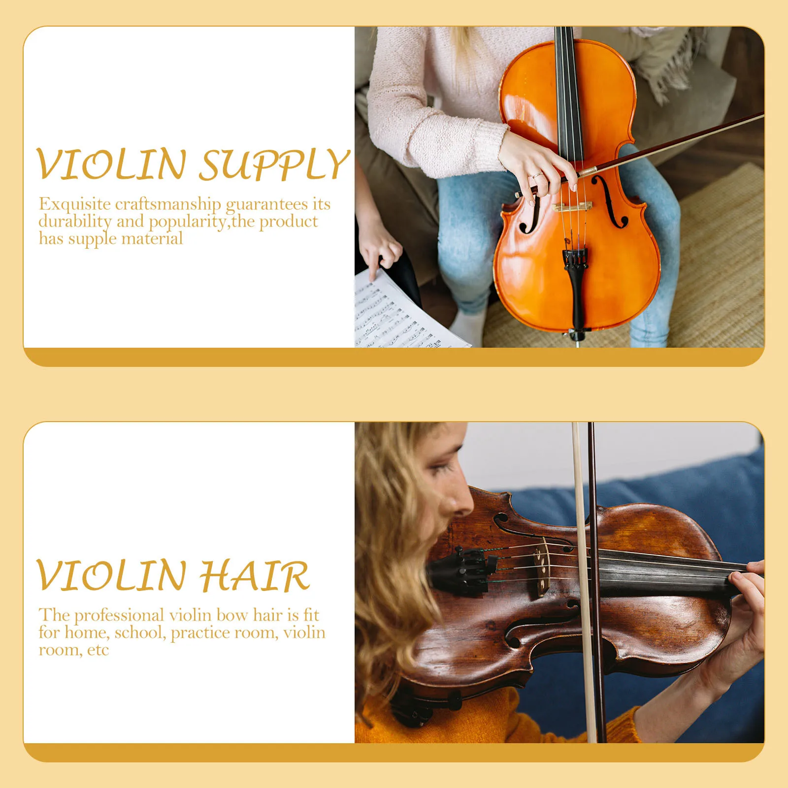 

Violin Bow Hair Natural Supplement for Violin Viola Cello Practice Instrument Accessories Hair Instrument Accessories