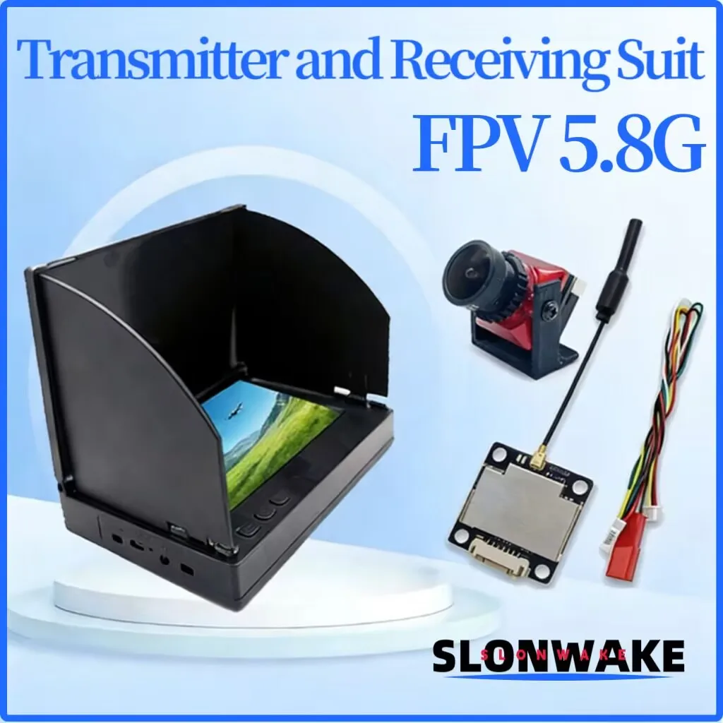 SLONWAKE FPV suit 5.8G 600mW VTX Transmitter 1500TVL Camera and 5-inch Receiving Display screen. for RC FPV Fixed-wing Drones