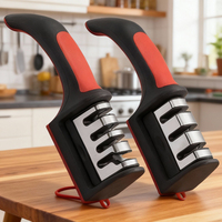 4-Stage Handheld Kitchen Knife Sharpener with Non-Slip Base Tungsten Steel & Ceramic Sharpening System for Kitchen Knives