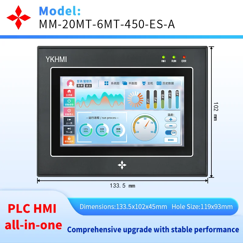 

4.5 Inch HMI PLC All In One Touch Screen, Fully Compatible With Delta EC2-20MR/MT, 12 Input 8 Output