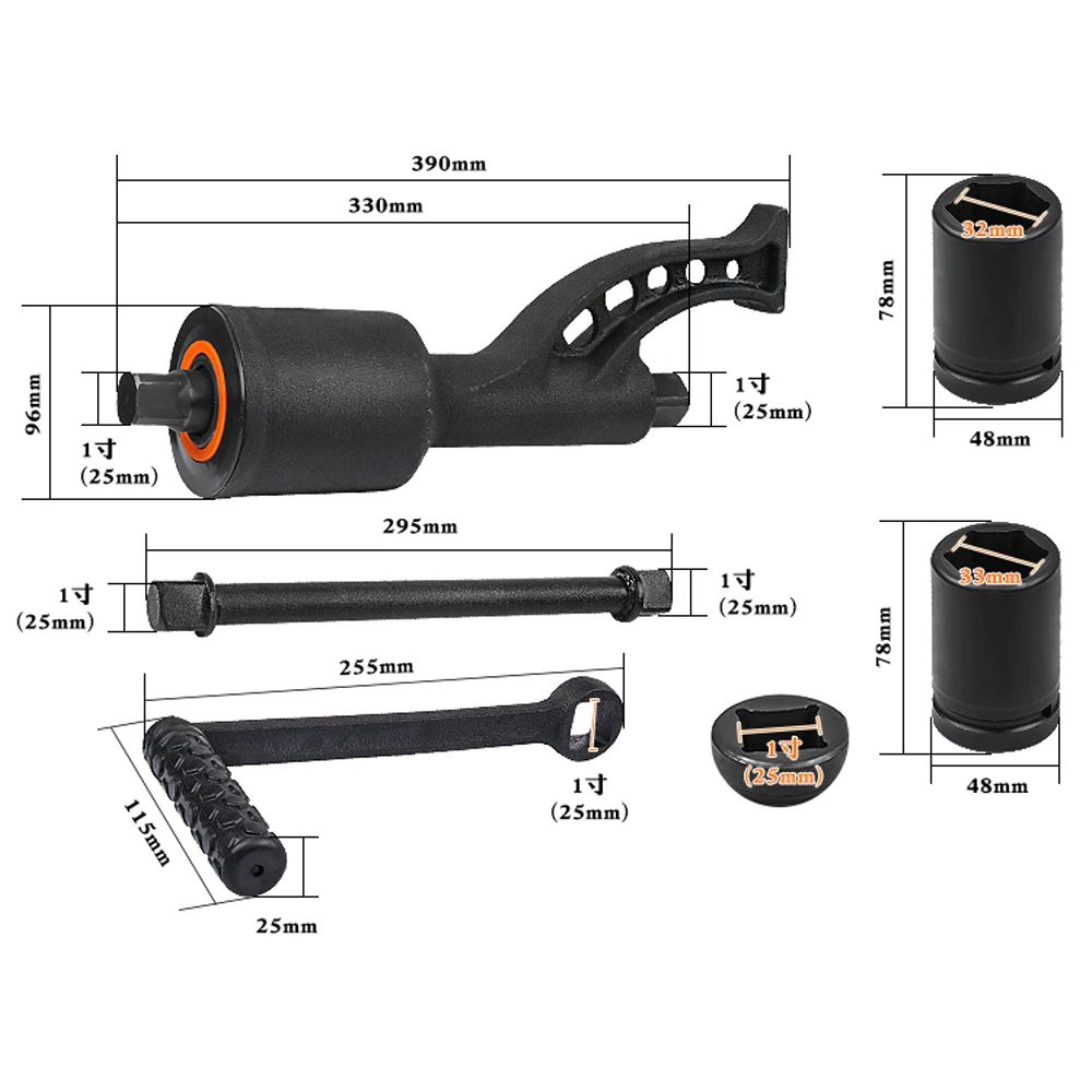 Carbon Steel Truck Tire Removal and Installation Wrench, 1:78 Heavy-Duty Manual Pneumatic Jackhammer Socket Tool