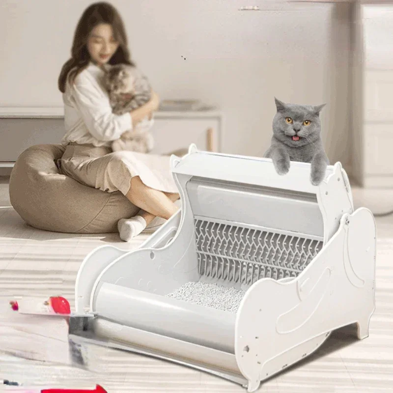 Smart Enclosed Cat Bedpans Indoor Convenient Self Cleaning Cat Bedpans Toilet Automatic Areneros Para Gato Pet Products YY50CB