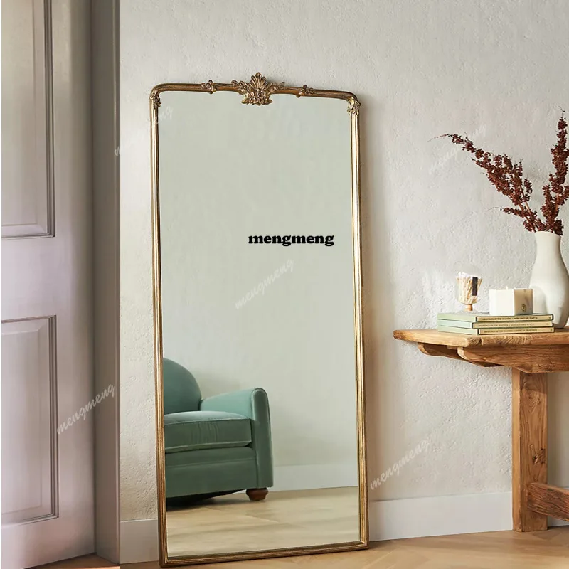 

French retro carved old floor mirror American floor mirror clothing store bedroom fitting mirror