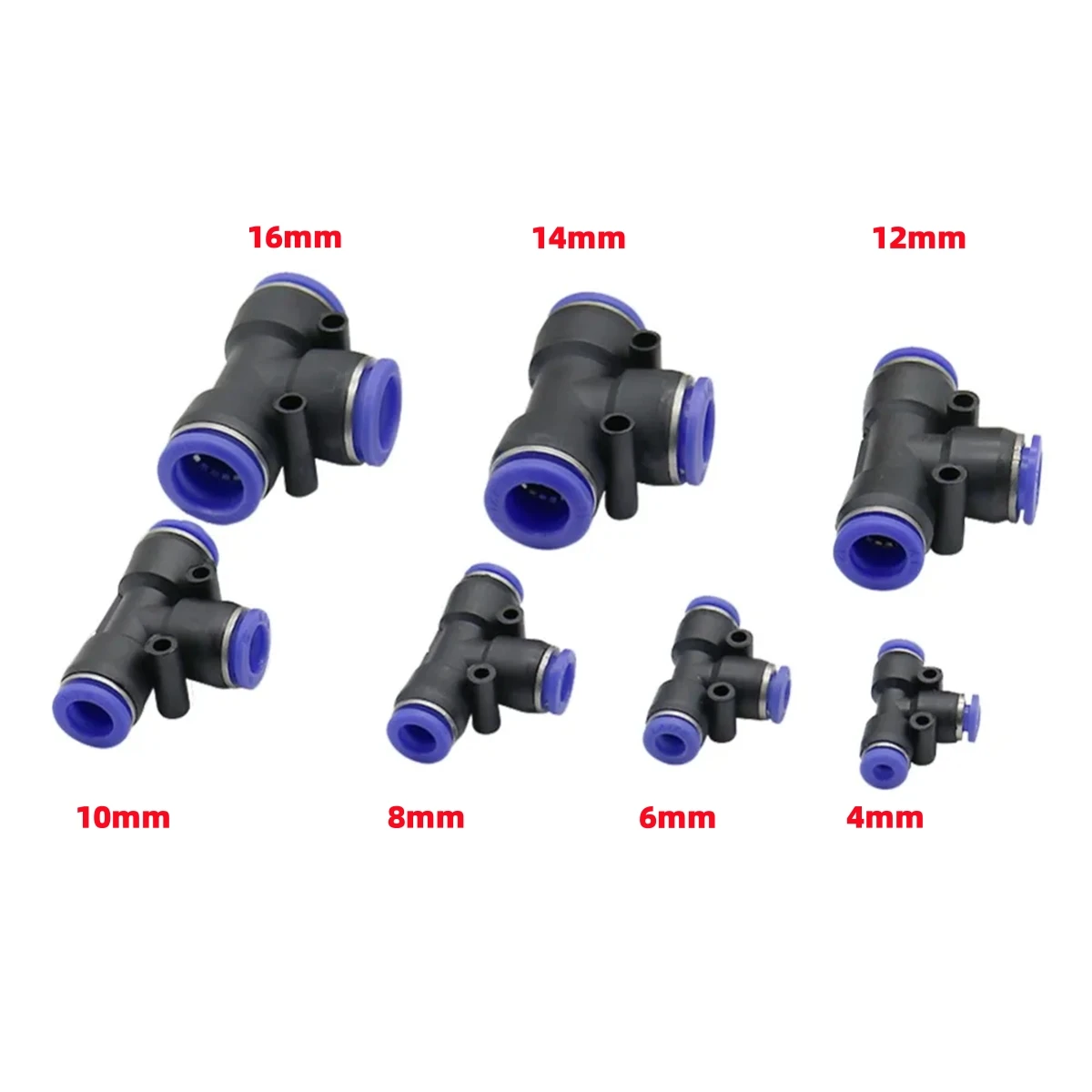 Pneumatic T-Shaped Slip-lock 3-Way Connectors PE-4/6/8/10/12/14/16mm Garden Irrigation Fish Tank Equal Diameter Fast Joints 5Pcs