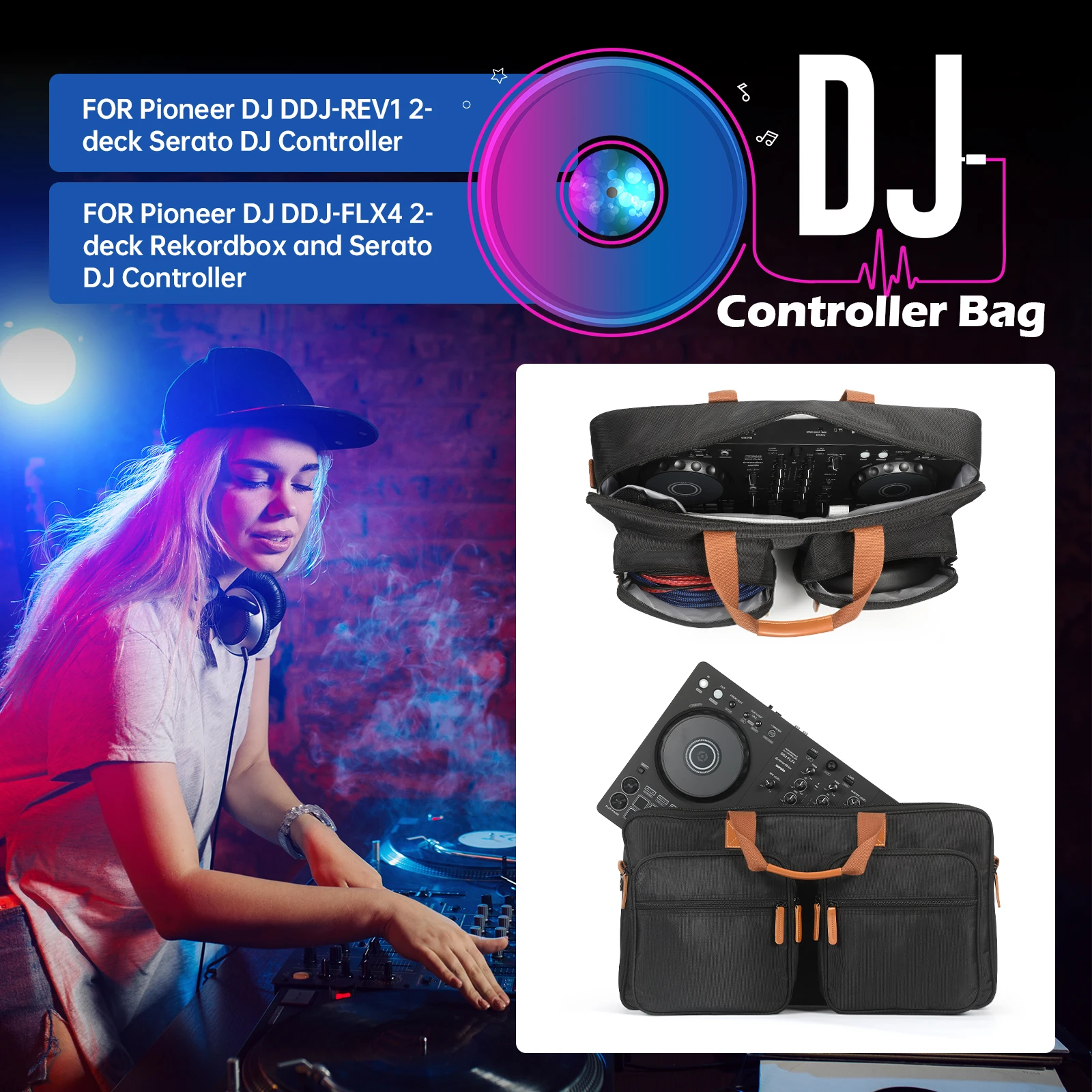Portable DJ Controller Padded  Carrying Storage Bags with Sholder Strap for Pioneer DJ DDJ-FLX4 DDJ-REV1 M/L Size for Choose