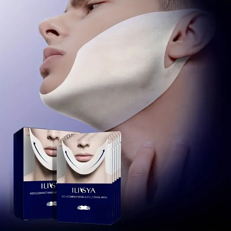 Men V-Line Face Mask Firming V-Shape Facial Mask Lift Tightening the Skin Moisturizing Treatment for Double Chin 5 PCS