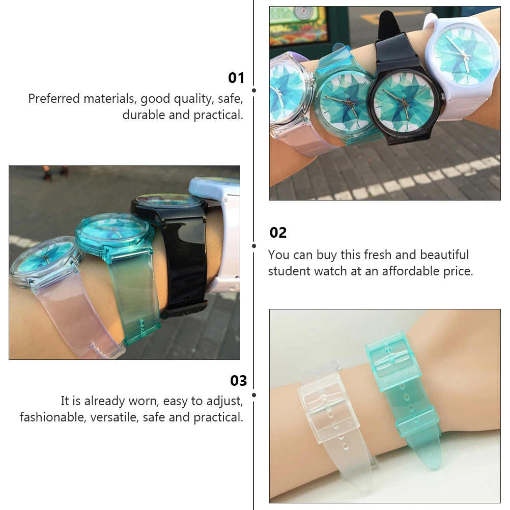 Exquisite Workmanship PVC Transparent Jelly Watch For Students Fashion Quartz Wristwatch Kids Casual Timepiece School Accessory