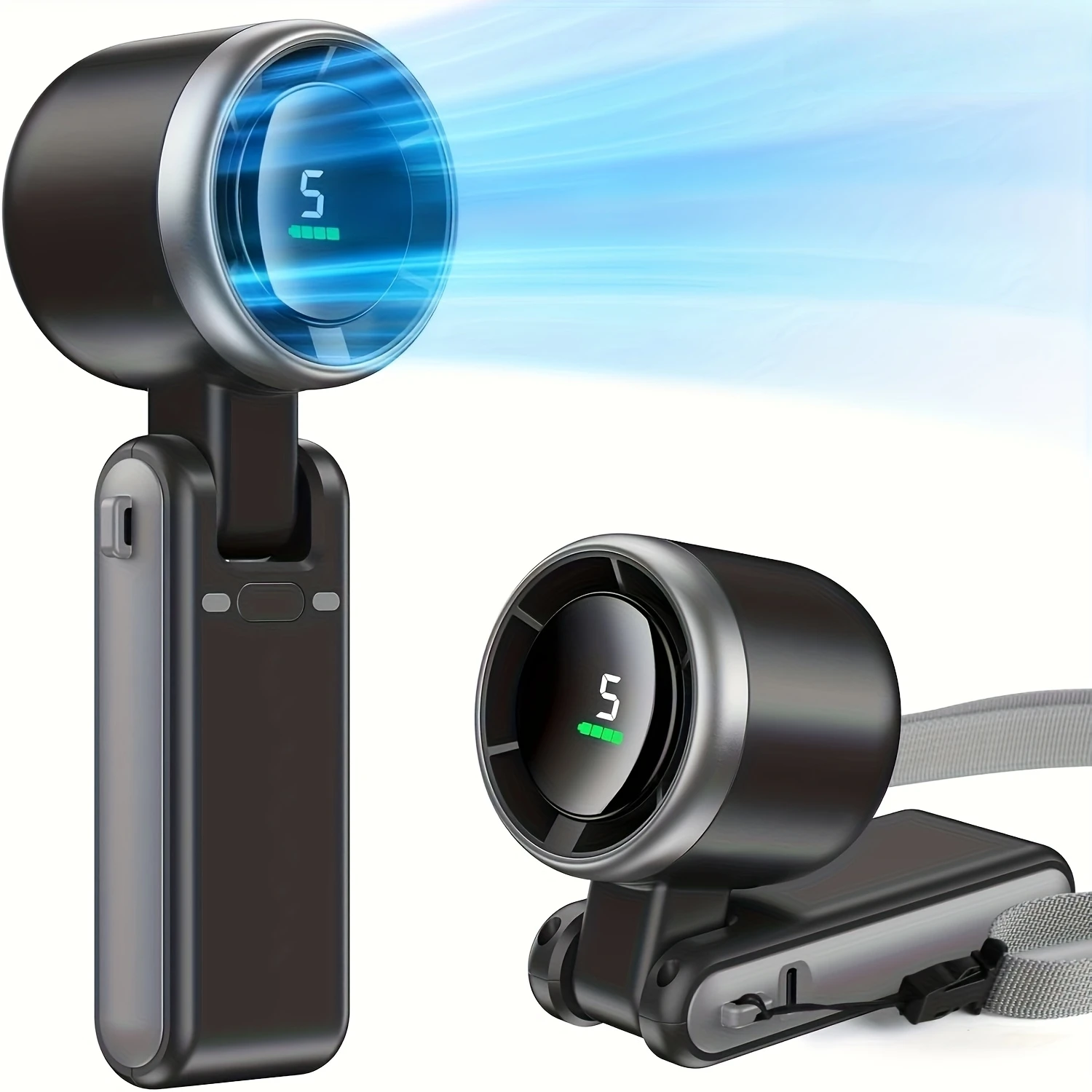 

Новый портативный мини-вентилятор с перезаряжаемой батареей, USB-вентилятор, складной ручной вентилятор, турбо-безлопастной вентилятор, 5-ступенчатый уличный охлаждающий вентилятор