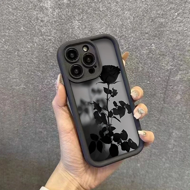 Минималистичный чехол для телефона с узором «Черная роза» для Xiaomi Redmi Note 14 Pro Plus 5G 13 12S 12 11 10 14C 13C 12C противоударный мягкий чехол