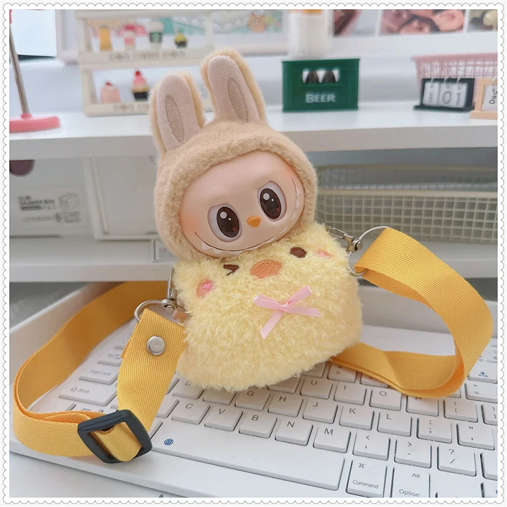 การ์ตูนCrossbodyกระเป๋าตุ๊กตาของขวัญกล่องกระเป๋าตกแต่งน่ารักสําหรับ 15/17 ซม.Labubu 10 ซม.ตุ๊กตาผ้าฝ้ายตุ๊กตาOutingอุปกรณ์เสริม