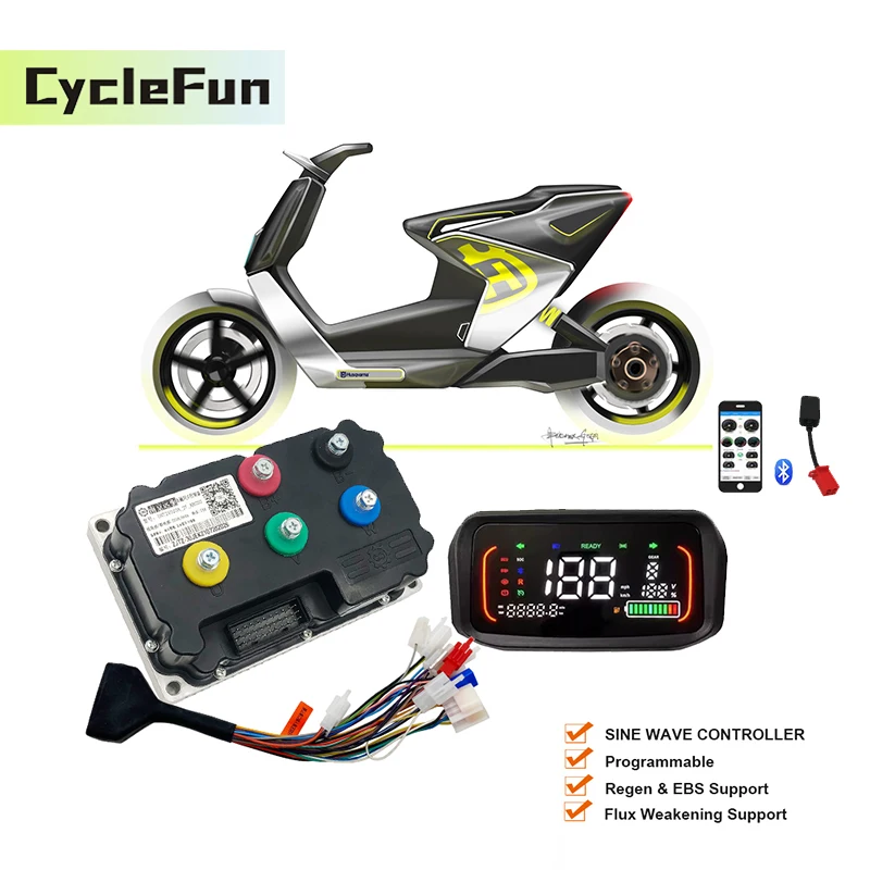 

Fardriver ND72300 72V BLDC Programmable Controller 2000W-3000W With N7 Speedometer Display And Bluetooth For Electric Motorcycle