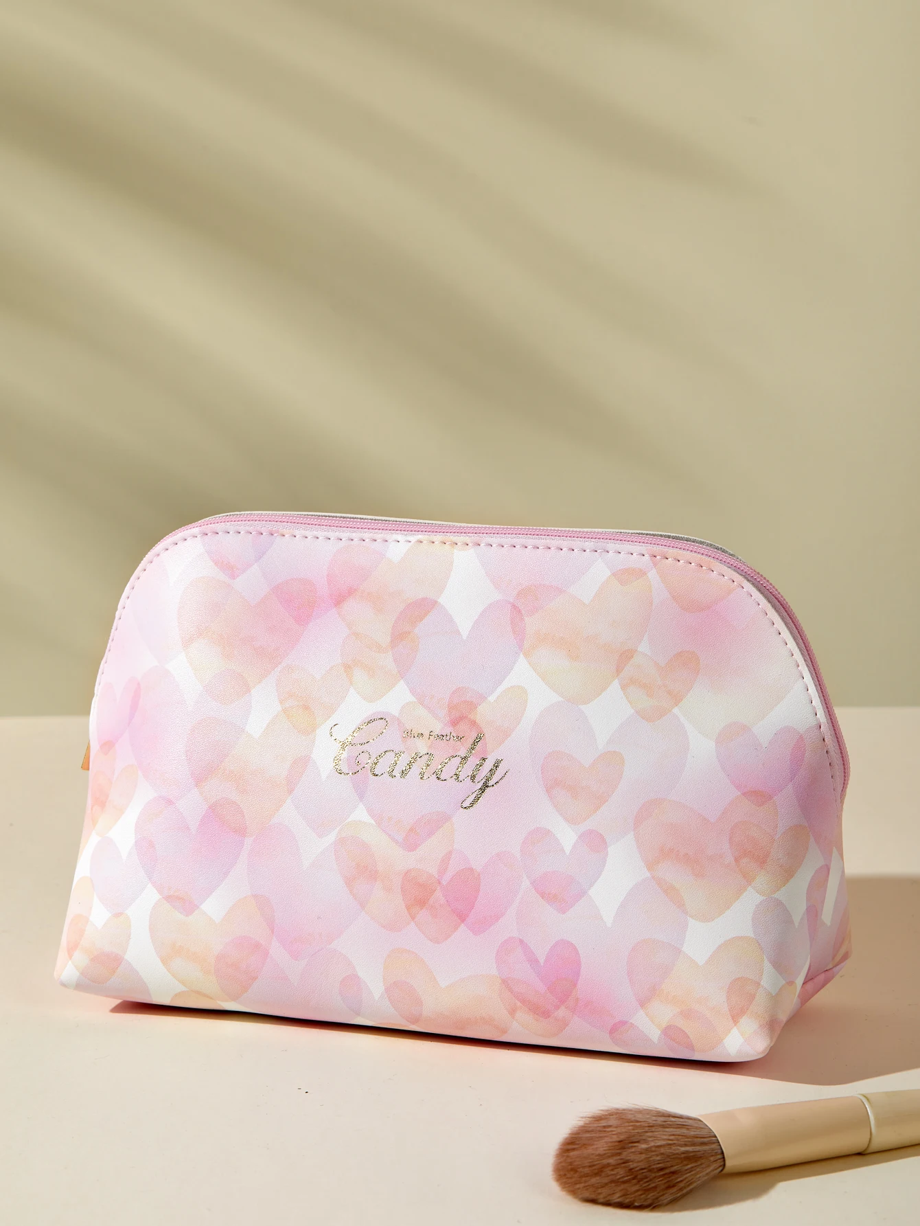 1PCS Large  PU leather With Pink fantasy heart pattern Makrup bag Travel makeup Bag makeup brush bag Makeup bag organizer cosmet