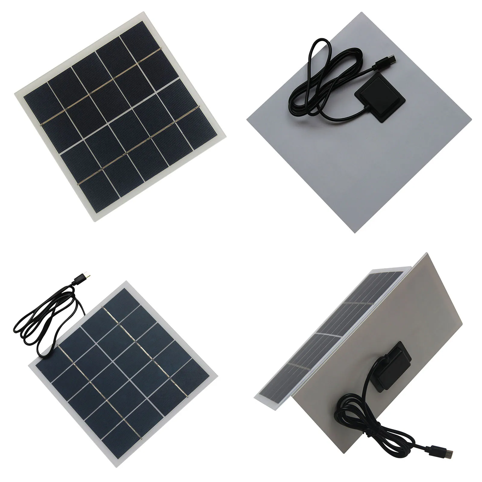 

4W 5V Solar Panel Power Backup High Conversion Rate Polycrystalline Square Solar Cells Type C Output for Outdoor Garden Light