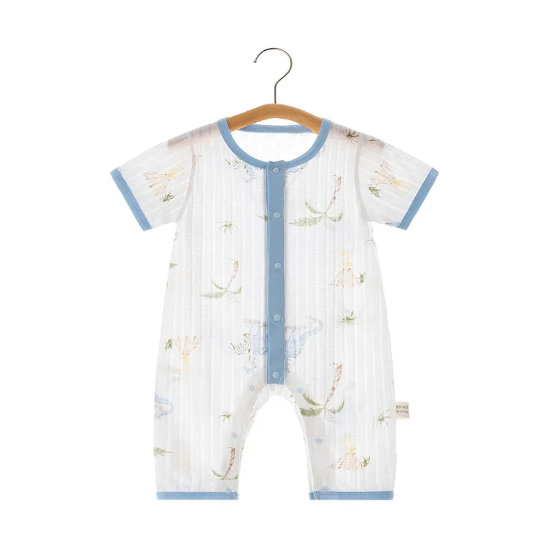 

Baby Short-Sleeved Trousers Jumpsuit Baby Summer Ultra-Thin Door Pure Cotton Rompers Children's Air Conditioning Room Clothing N