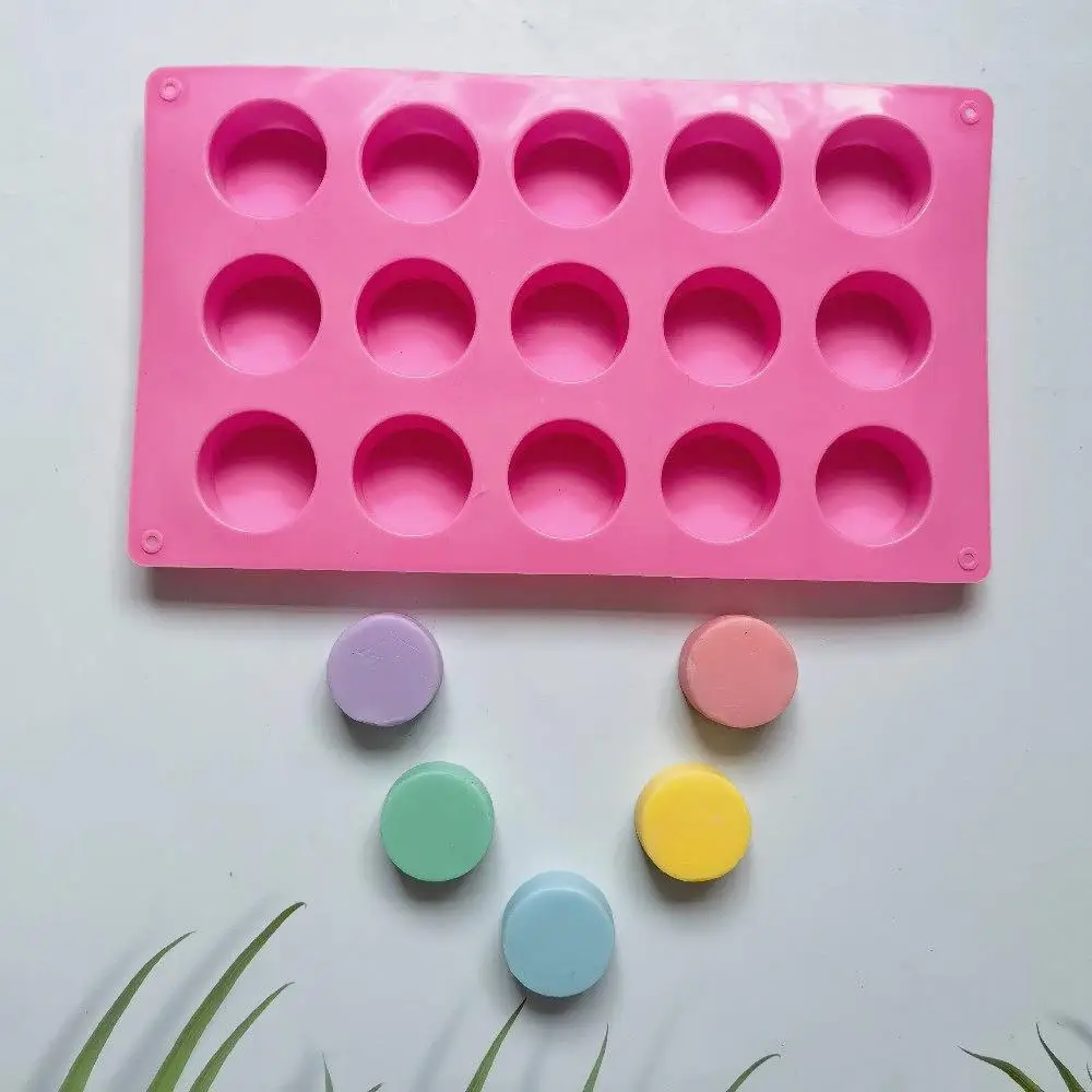 15-Cavity ซิลิโคนแม่พิมพ์รอบวงกลมรูปร่าง Fondant เค้กเบเกอรี่เครื่องมือ Candy Jelly DIY แม่พิมพ์สบู่ Handmade แม่พิมพ์อุปกรณ์