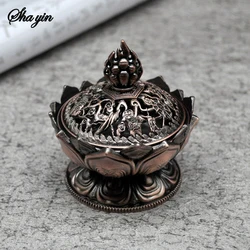 Lotus Flower Incense Burner Buddhism Buddha Holder Brass Mini Sandalwood Censer Incense Metal Craft Home Decoration