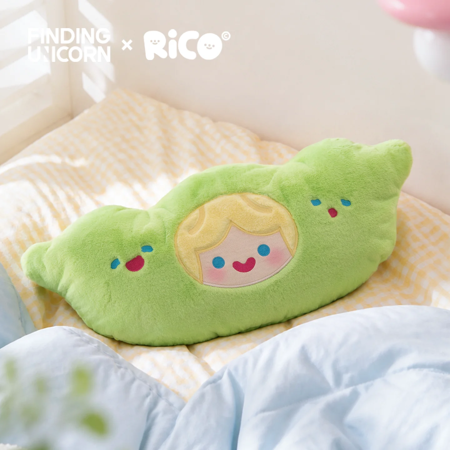 Finding Unicorn Rico Plush Pillow Blanket 2 In 1 Soft Pea Shape Cushion For Office Nap Car Travel Home Use