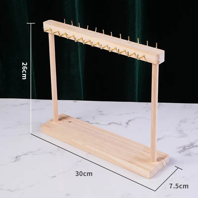 Wood Jewelry Display Rack Jewelry Pendant Necklace Earrings Stand Hook Desktop Display Holders Retail Exhibitor Gifts