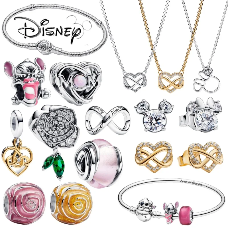 new Disney Love And Flower Series Charm Bead Style Is Suitable For Jewelry Holiday Gifts