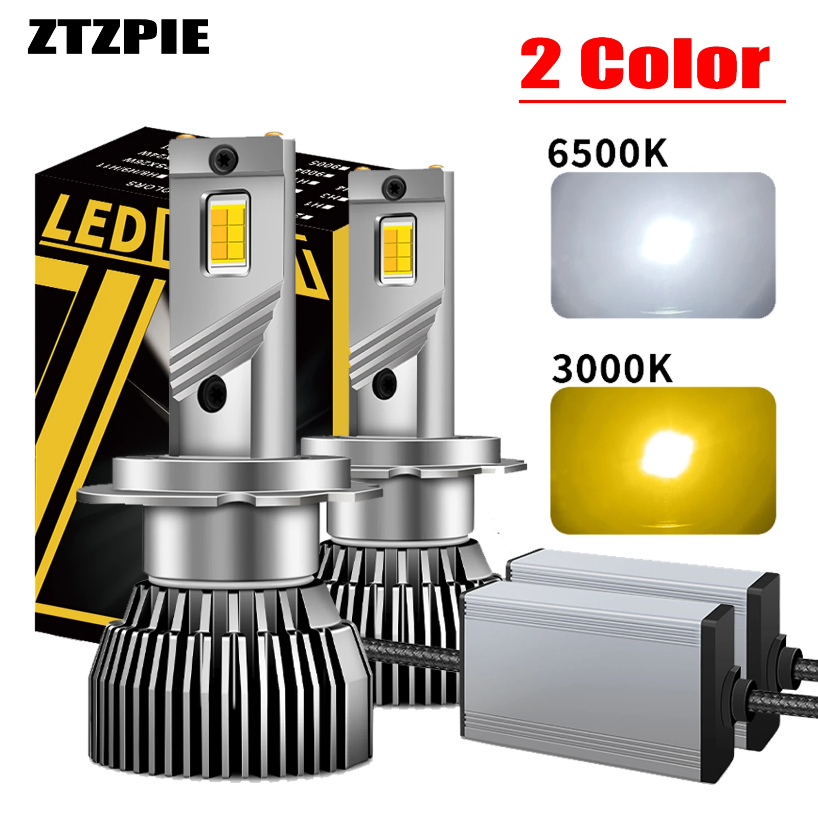 

ZTZPIE 3000K Auto LED Car Headlight Bulbs Canbus HB3 HB4 9005 9006 H1 H7 H4 H11 9012 HIR2 1600W CSP 3570 6500K High Brightness
