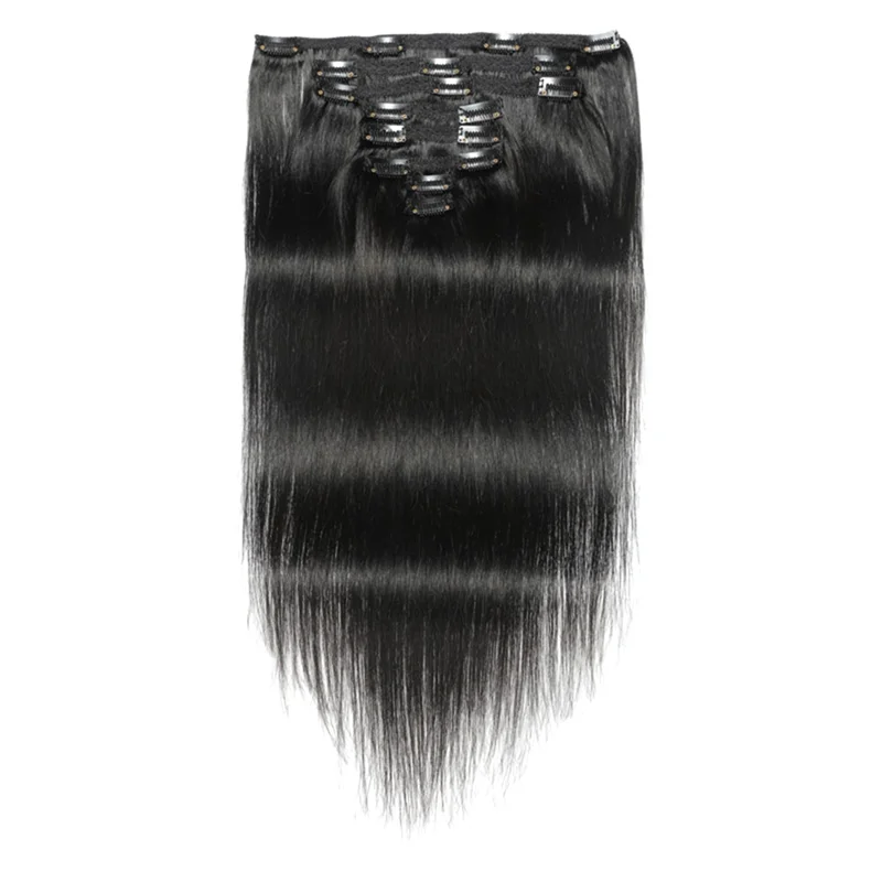 DHIPP-16Inch Clip In Extensions Human-Hair Clip Straight Hair Extensions Seamless Skin Weft Clip-On Hair Pieces Easy To Use