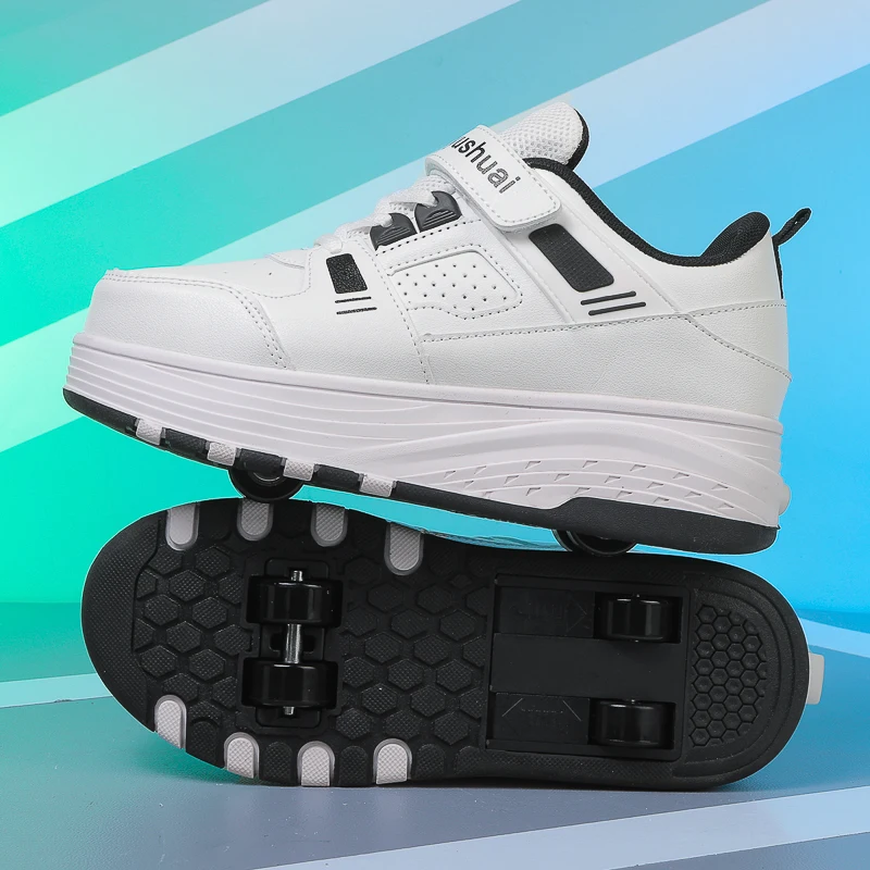 Kids 4‑Wheel Retractable Roller Skate Shoes, Hidden Wheeled Sneakers for Boys Girls Students, Outdoor Sports Footwear - view 4