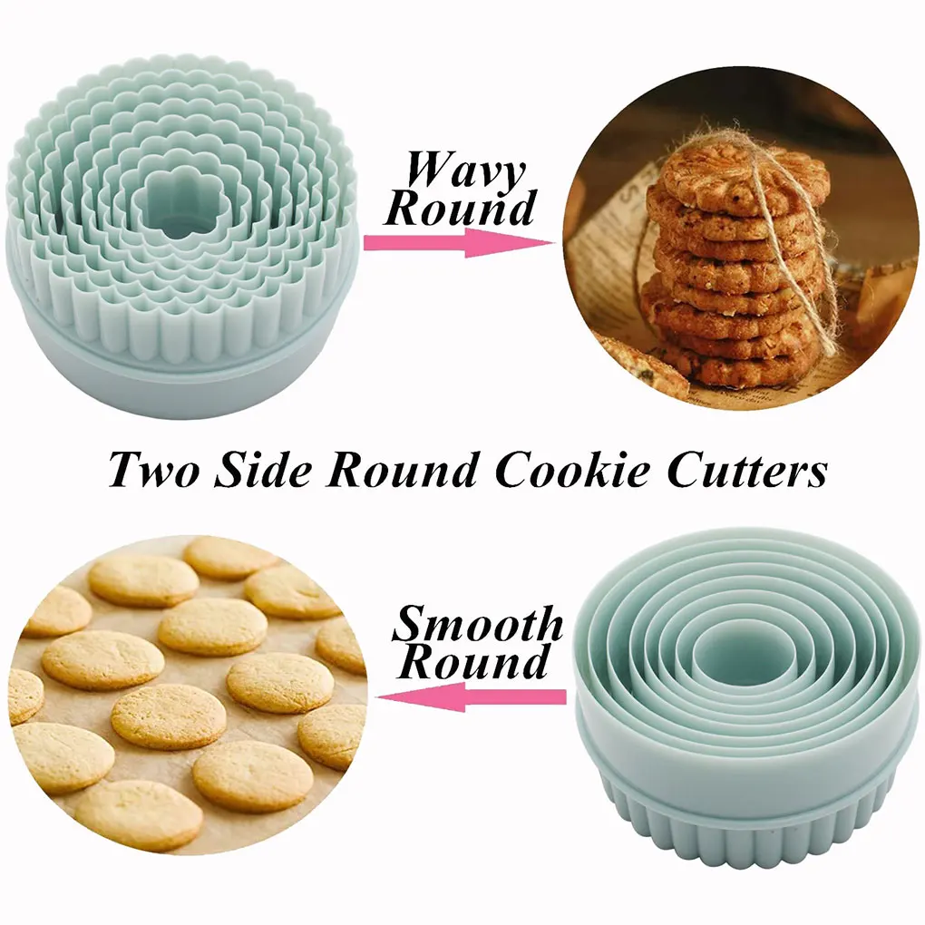 8 Pieces Cupcake Round ShapeCookie Cutter Mould Two Sided Reusable Fondant Tool Molds Multifunctional Pastries