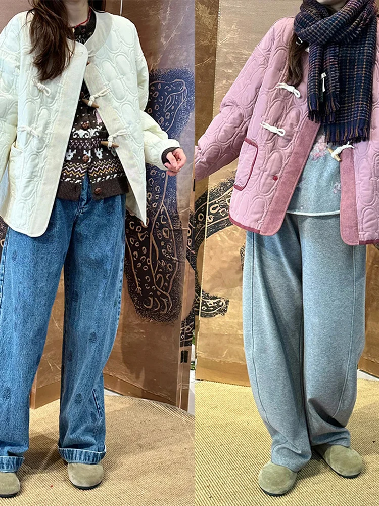 

Lightweight Loose Women's Cotton Jaet Classic Button Arch Stitched round Ne Coat Thin Fem Outerwear Commute Sle