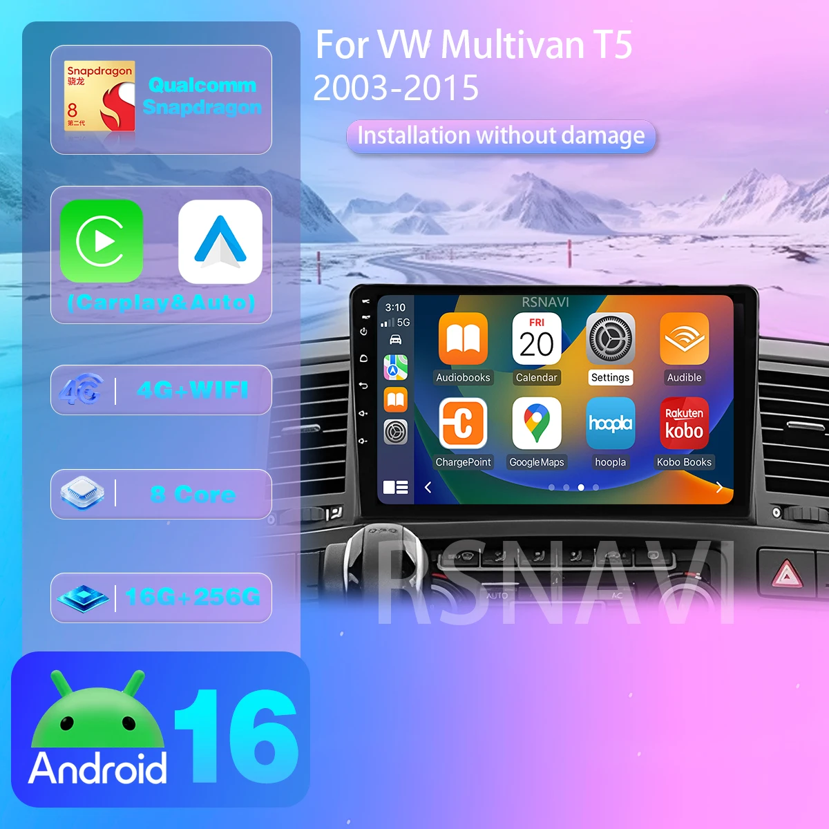 Android 16 Für Volkswagen VW Multivan T5 2003-2015 Carplay Auto Bildschirm Autoradio Multimedia Player Autoradio Stereo Navigation