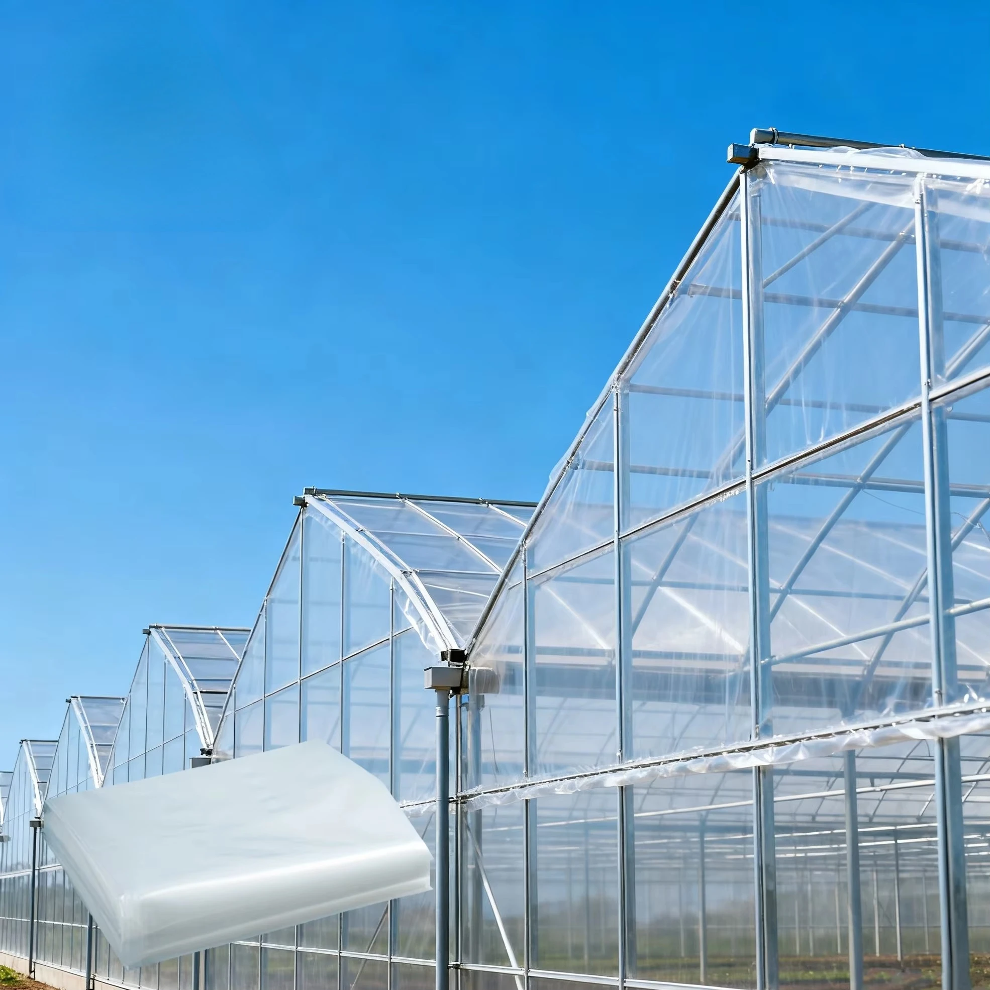 200 Micron PO Greenhouse Film UV Resistant Light Diffusion Anti-Drip Double Layer Agricultural Plastic Cover for Plant Shed