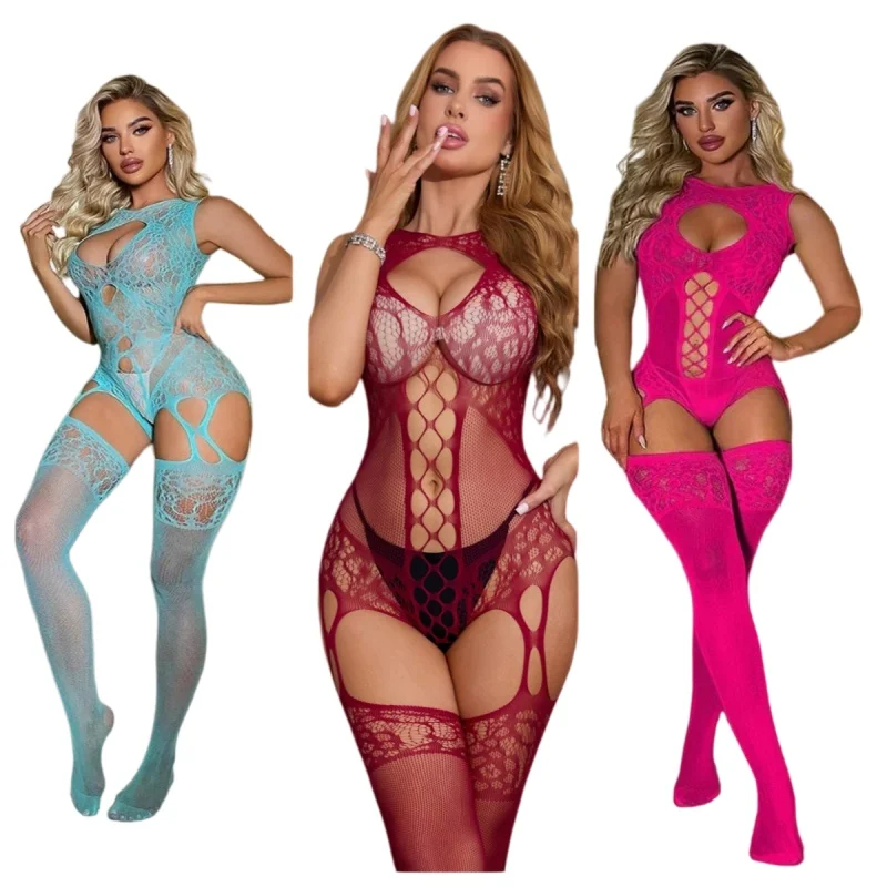 Sexy Hot Sleepwear Lingerie Sheer Babydoll Underwear Fishnet Body Stocking Chemises Catsuit Bodysuit Plus Size Nightgown Teddies