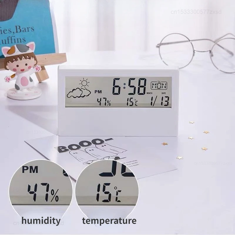 Xiaomi-Station Météo Intelligente à Lumière LED, Horloge de Haute Précision, Mini Réveil Numérique LCD avec Calendrier Therye.com