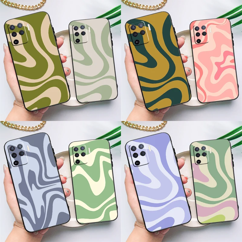 Liquid Swirl Abstract Beige Sage Green Case For OPPO Find X5 X3 Lite Pro A15 A16 A52 A72 A5 A9 A31 A53 A83 A93 A54 A74 A94 Cover