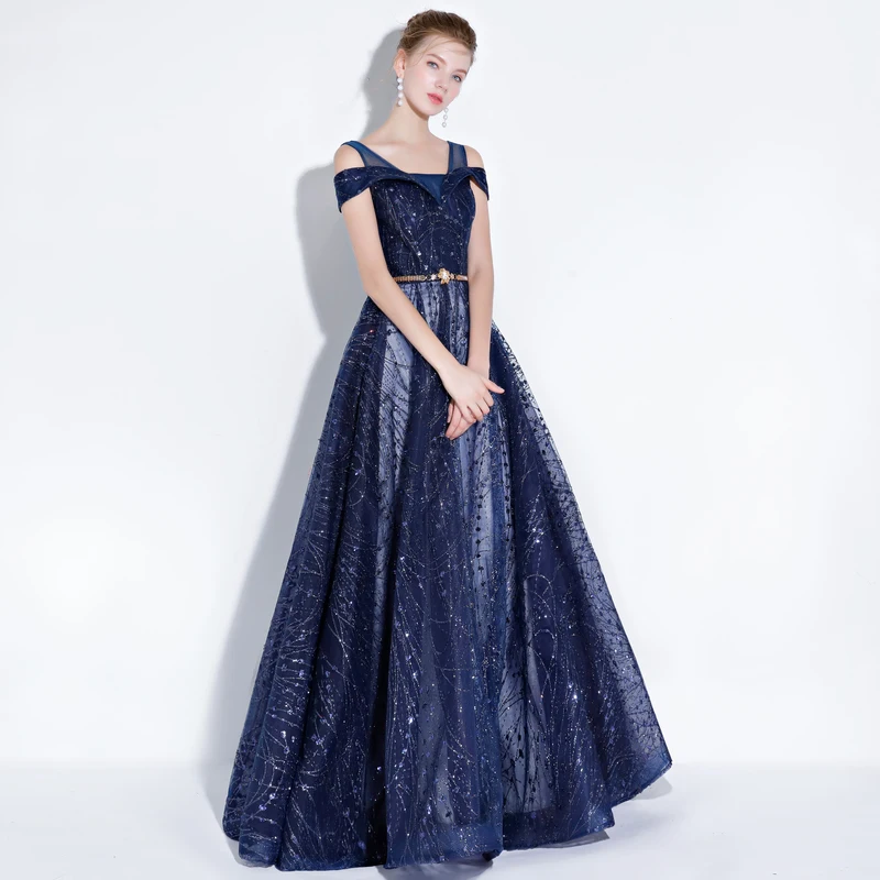 A Line Off Shoulder Prom Dresses Long Elegant Party Dresses for Women 2023 Formal Occasion Dress Evening Gown with Belt