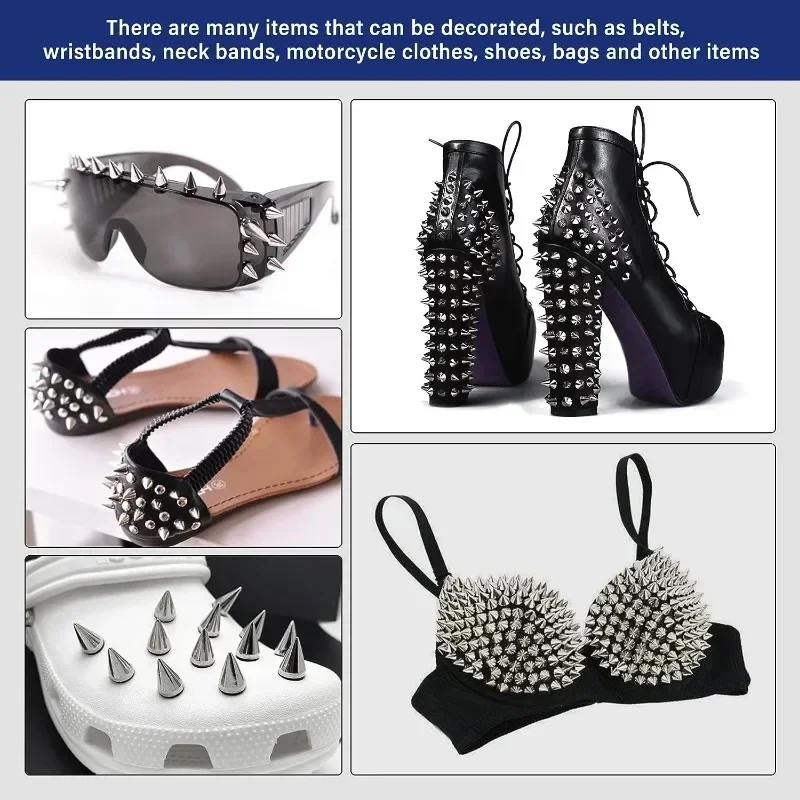 Silver Punk Rivet Silver Cone Spikes Screwback Studs Craft Cool Rivets Clothes Bag Shoe Leather Belt DIY Handcraft Supplies
