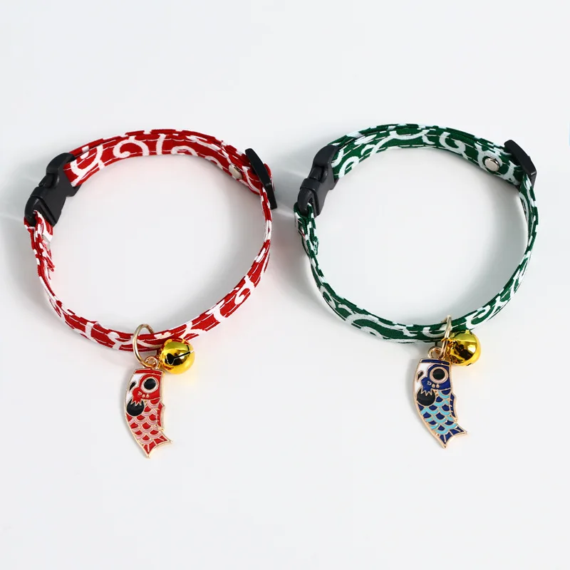Adjustable Koi Bell Pendant Lucky Cat Collar Japanese Necklace Accessories Pet Supplies view 3