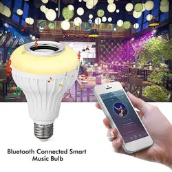 E27 7 Kleuren Intelligente Gloeilamp Draadloze App Met Afstandsbediening Muzieklamp Podiumlicht