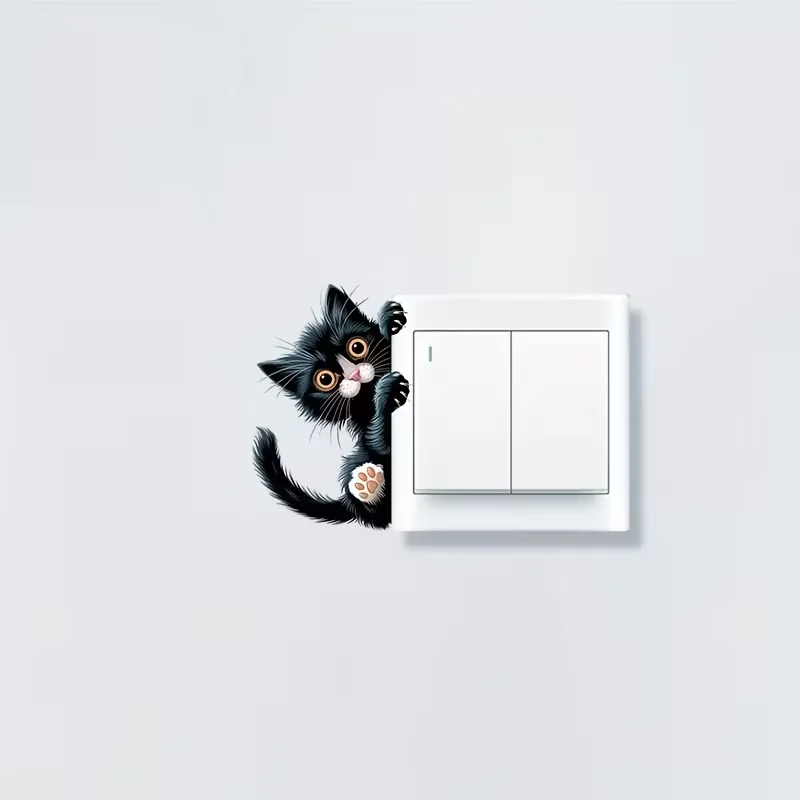 1 cute peeping cat room switch decoration sticker, switch home decoration