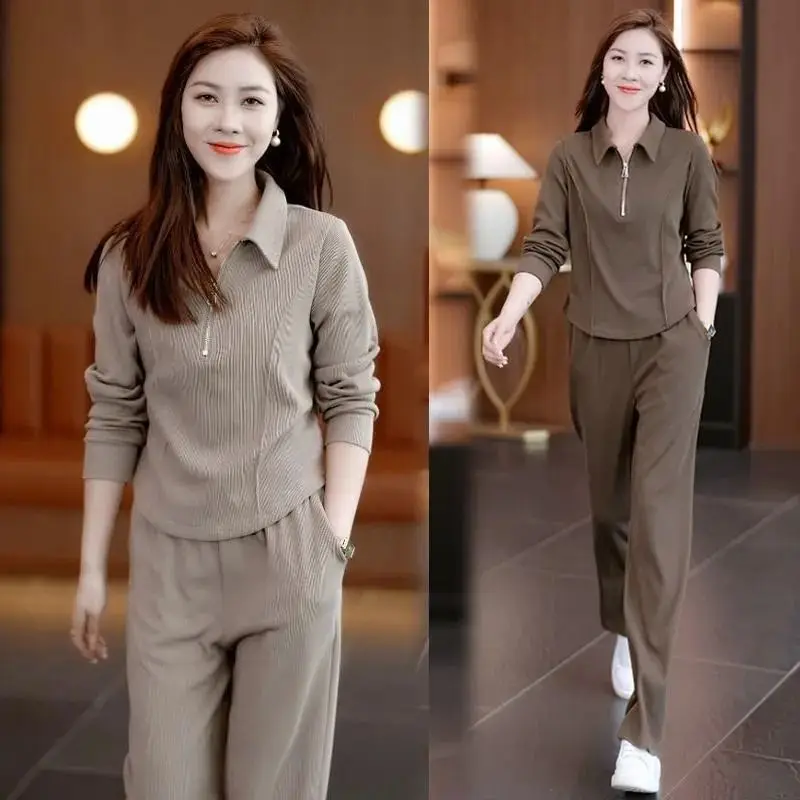 2024 Spring/Summer Foreign Trade Fashion Leisure Sports Set Women's Autumn Long Sleeved Pants Two Piece Set